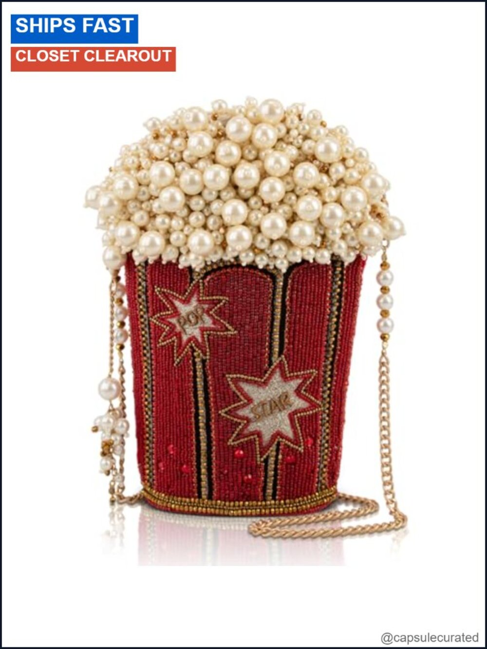 Mary Frances Beaded Crossbody Handbag Convertible Sling Chain Strap Magnetic